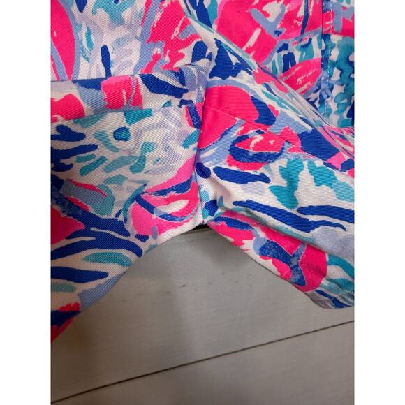 Lilly Pulitzer Shorts EUC Size 6 Neon Lobster Print Side Zipper - Picture 4 of 5